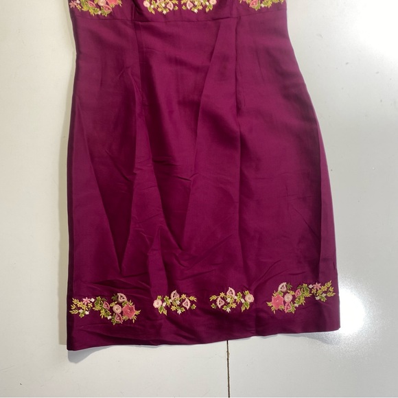 Exclusively Pinkish For Lord & Taylor Vintage 100% Silk Floral Embroidered Dress - Picture 9 of 16